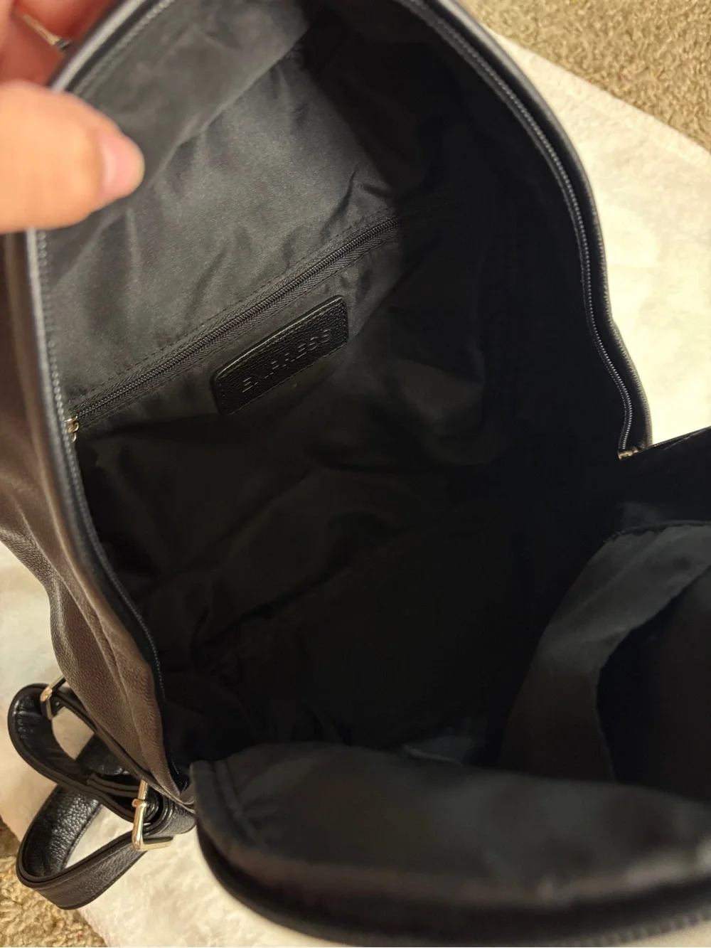 Black Faux Leather Backpack